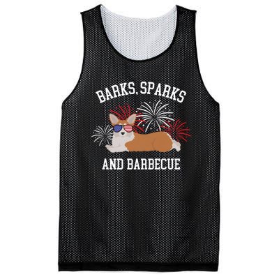 Barks Sparks And Barbecue Corgi 4th Of July Mesh Reversible Basketball Jersey Tank