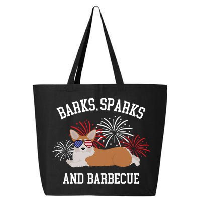 Barks Sparks And Barbecue Corgi 4th Of July 25L Jumbo Tote