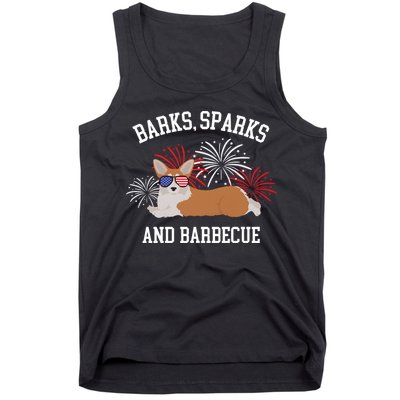 Barks Sparks And Barbecue Corgi 4th Of July Tank Top
