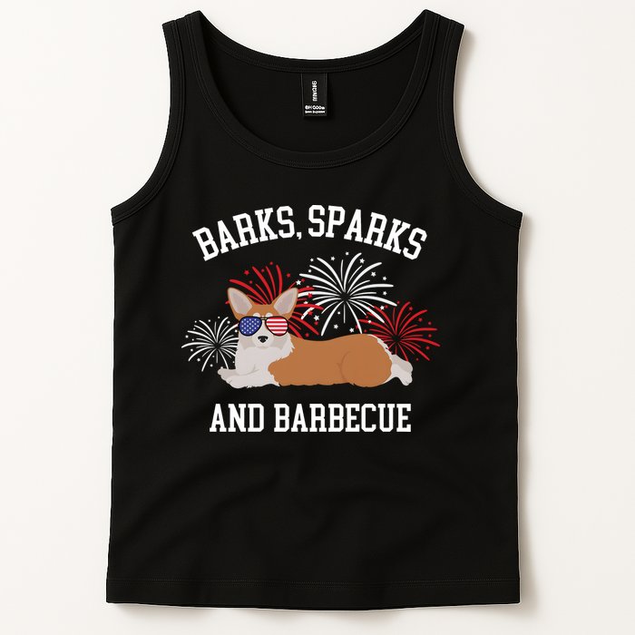 Barks Sparks And Barbecue Corgi 4th Of July Tank Top