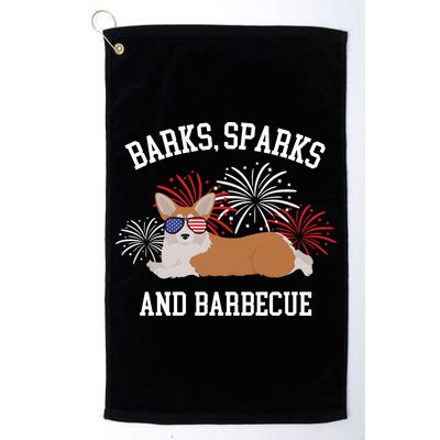 Barks Sparks And Barbecue Corgi 4th Of July Golf Towel