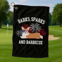 Barks Sparks And Barbecue Corgi 4th Of July Golf Towel