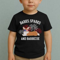 Barks Sparks And Barbecue Corgi 4th Of July Toddler T-Shirt