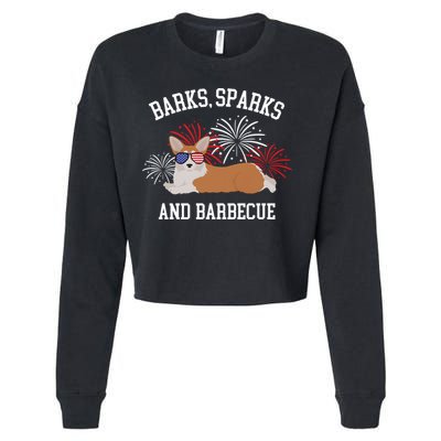 Barks Sparks And Barbecue Corgi 4th Of July Cropped Pullover Crew