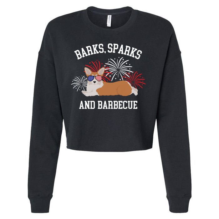 Barks Sparks And Barbecue Corgi 4th Of July Cropped Pullover Crew