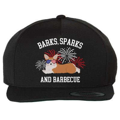 Barks Sparks And Barbecue Corgi 4th Of July Wool Snapback Cap