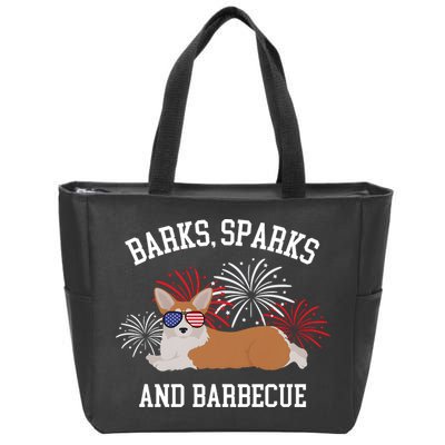 Barks Sparks And Barbecue Corgi 4th Of July Zip Tote Bag