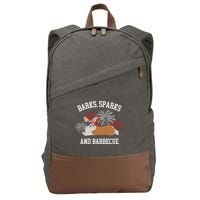 Barks Sparks And Barbecue Corgi 4th Of July Cotton Canvas Backpack
