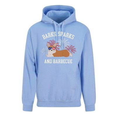 Barks Sparks And Barbecue Corgi 4th Of July Unisex Surf Hoodie