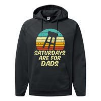 Barstool Saturdays Are For Dads Retro Fathers Day Daddy Papa Performance Fleece Hoodie