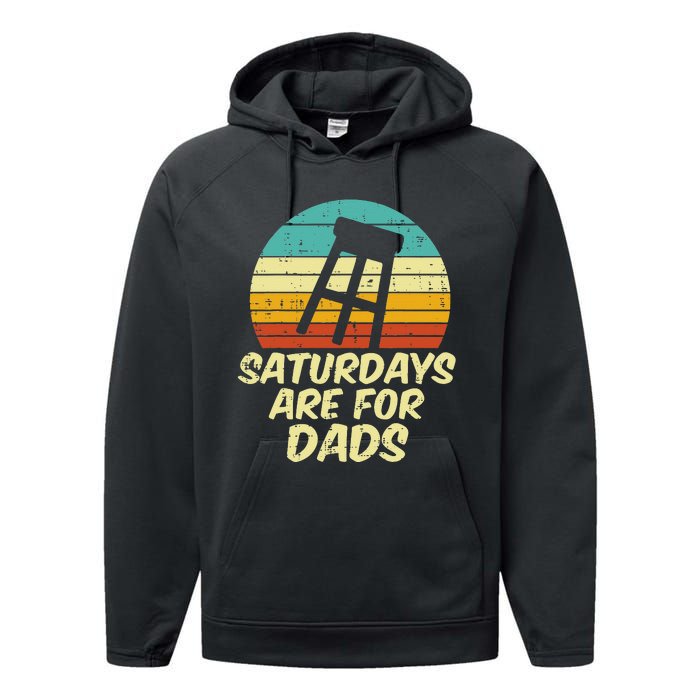 Barstool Saturdays Are For Dads Retro Fathers Day Daddy Papa Performance Fleece Hoodie