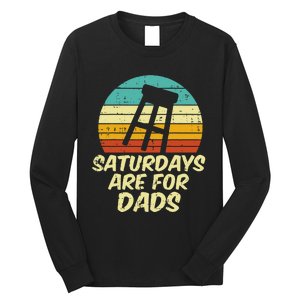 Barstool Saturdays Are For Dads Retro Fathers Day Daddy Papa Long Sleeve Shirt