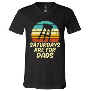 Barstool Saturdays Are For Dads Retro Fathers Day Daddy Papa V-Neck T-Shirt