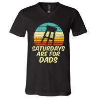 Barstool Saturdays Are For Dads Retro Fathers Day Daddy Papa V-Neck T-Shirt