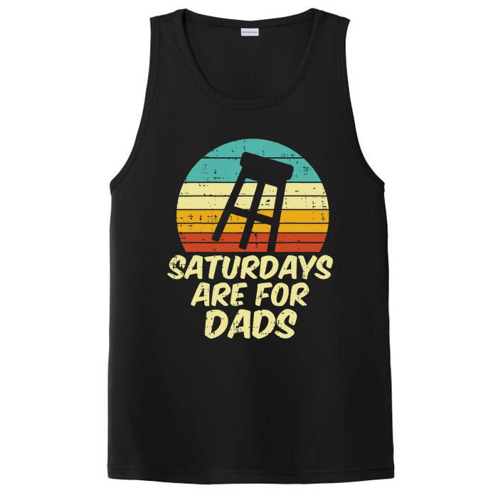 Barstool Saturdays Are For Dads Retro Fathers Day Daddy Papa PosiCharge Competitor Tank