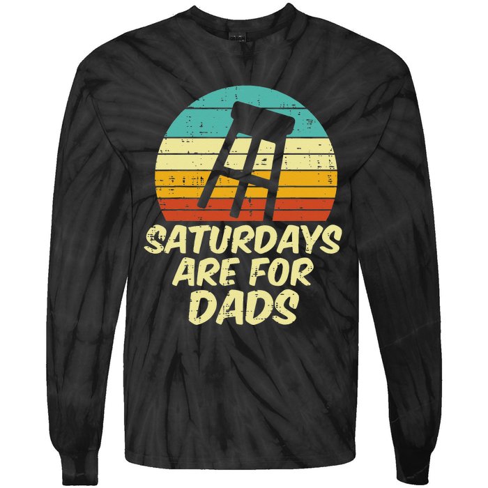 Barstool Saturdays Are For Dads Retro Fathers Day Daddy Papa Tie-Dye Long Sleeve Shirt