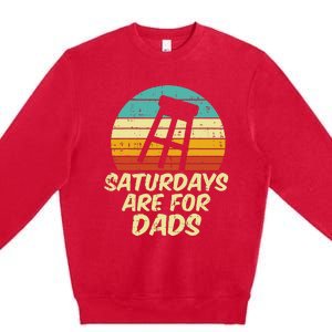 Barstool Saturdays Are For Dads Retro Fathers Day Daddy Papa Premium Crewneck Sweatshirt