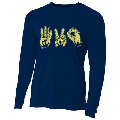 Best Stoner Artwork 420 Marijuana Gift Weed Lover Reefer Cooling Performance Long Sleeve Crew