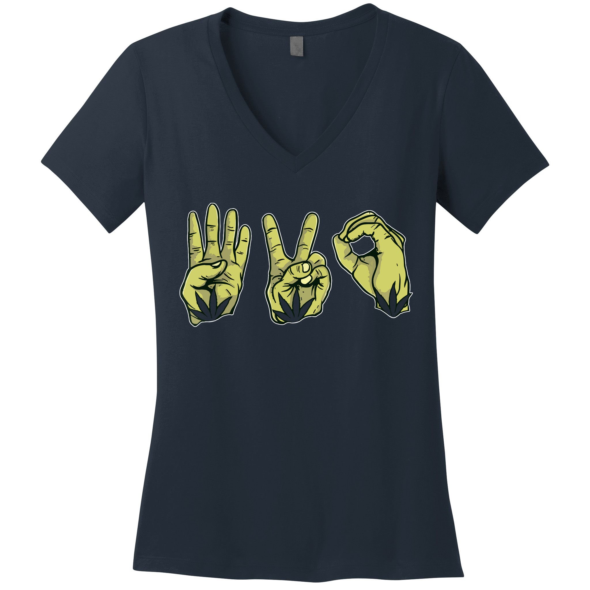 Best Stoner Artwork 420 Marijuana Gift Weed Lover Reefer Women's V-Neck T-Shirt