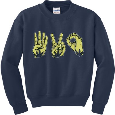 Best Stoner Artwork 420 Marijuana Gift Weed Lover Reefer Kids Sweatshirt