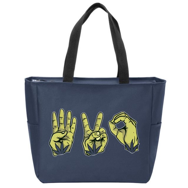 Best Stoner Artwork 420 Marijuana Gift Weed Lover Reefer Zip Tote Bag