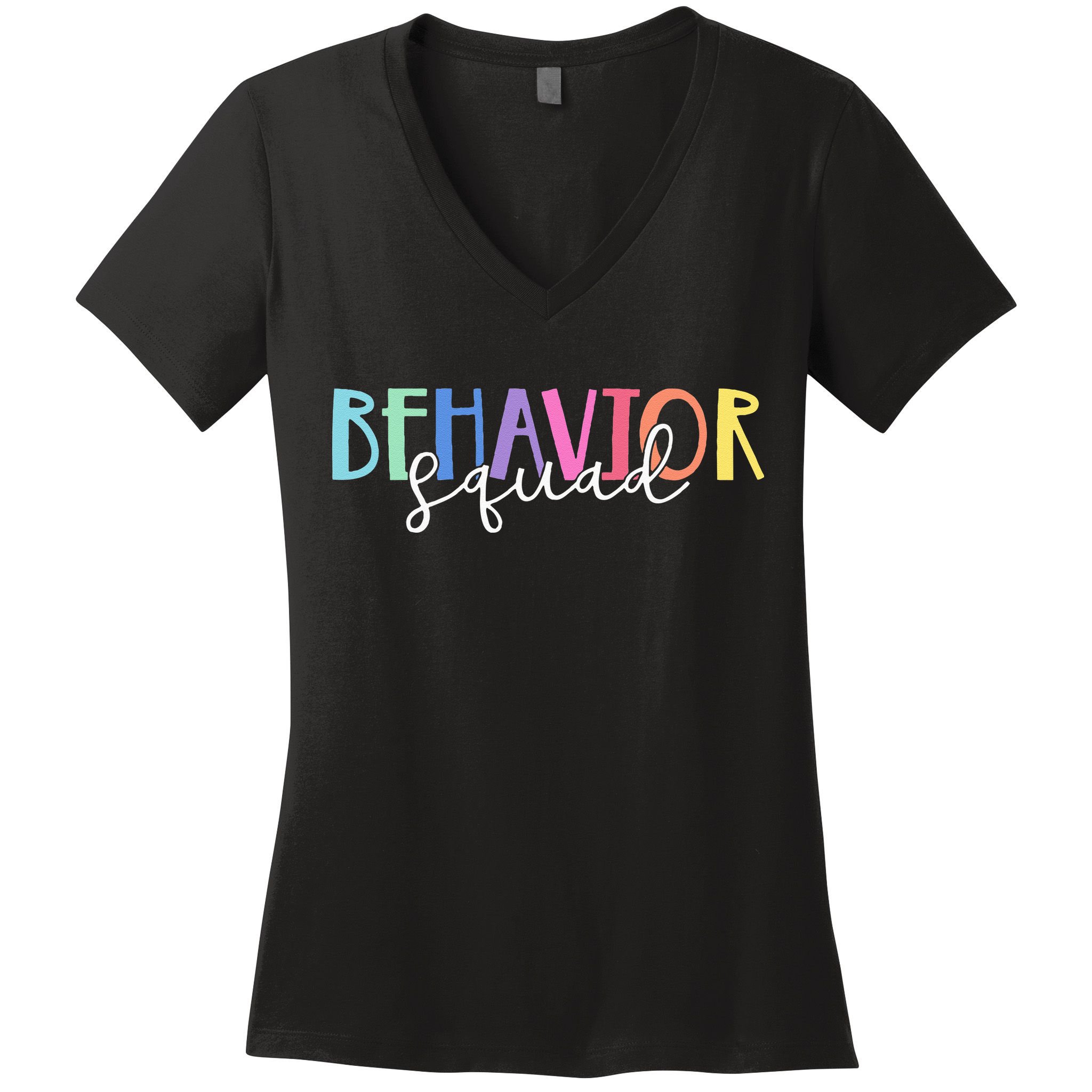 BEHAVIOR SQUAD ABA Therapist RBT Therapy Behaviour Team Women's V-Neck T-Shirt