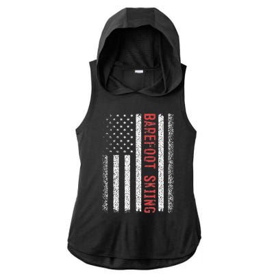 Barefoot Skiing American Flag 4th Of July Ladies PosiCharge Tri-Blend Wicking Draft Hoodie Tank