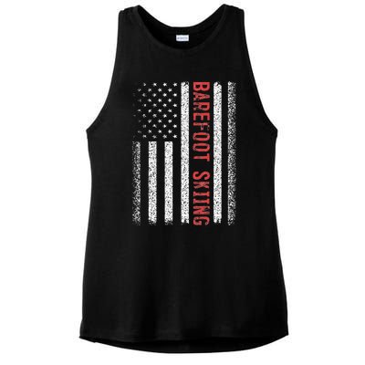 Barefoot Skiing American Flag 4th Of July Ladies PosiCharge Tri-Blend Wicking Tank