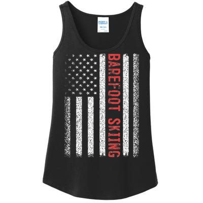 Barefoot Skiing American Flag 4th Of July Ladies Essential Tank