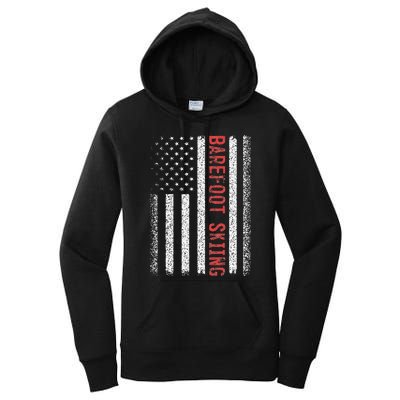 Barefoot Skiing American Flag 4th Of July Women's Pullover Hoodie