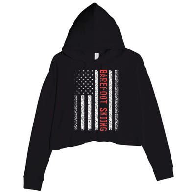 Barefoot Skiing American Flag 4th Of July Crop Fleece Hoodie