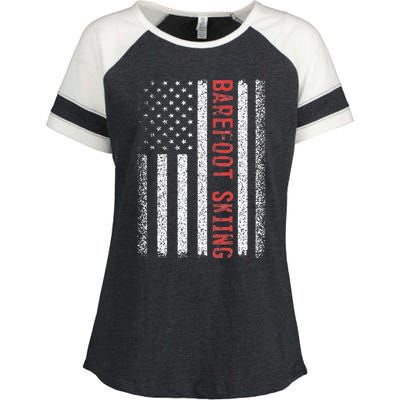 Barefoot Skiing American Flag 4th Of July Enza Ladies Jersey Colorblock Tee