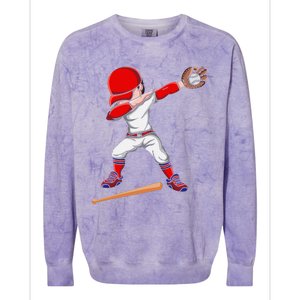 Baseballer Sports Athlete Dabbing Baseball Player Colorblast Crewneck Sweatshirt