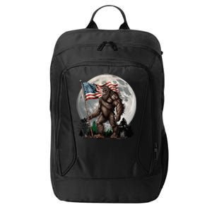 Bigfoot Sasquatch American Flag Full Moon Patriotic City Backpack