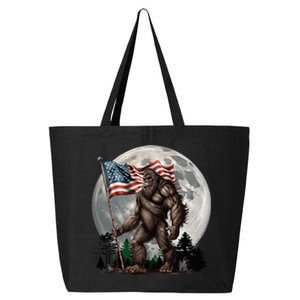 Bigfoot Sasquatch American Flag Full Moon Patriotic 25L Jumbo Tote