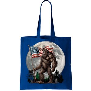 Bigfoot Sasquatch American Flag Full Moon Patriotic Tote Bag