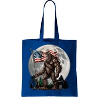 Bigfoot Sasquatch American Flag Full Moon Patriotic Tote Bag