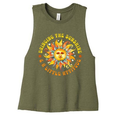 Bringing Sunshine & A Little Attitude Summer Fun In The Sun Women's Racerback Cropped Tank