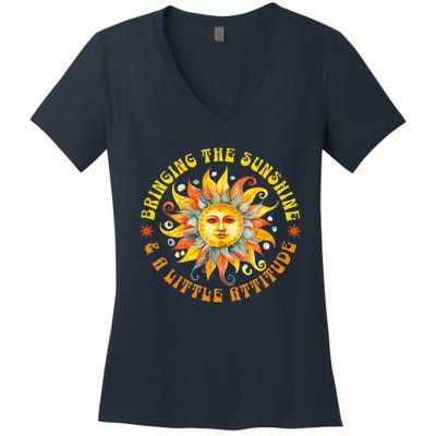 Bringing Sunshine & A Little Attitude Summer Fun In The Sun Women's V-Neck T-Shirt