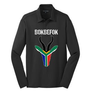 Bokbefok South African Rugby Bokke South Africa Flag Colours Silk Touch Performance Long Sleeve Polo