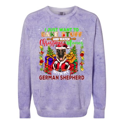 Bake Stuff And Watch Xmas Movies With Ger Shepherd Santa Great Gift Colorblast Crewneck Sweatshirt