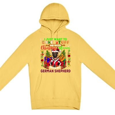 Bake Stuff And Watch Xmas Movies With Ger Shepherd Santa Great Gift Premium Pullover Hoodie