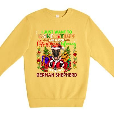 Bake Stuff And Watch Xmas Movies With Ger Shepherd Santa Great Gift Premium Crewneck Sweatshirt