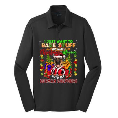 Bake Stuff And Watch Xmas Movies With Ger Shepherd Santa Great Gift Silk Touch Performance Long Sleeve Polo