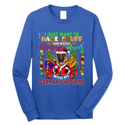 Bake Stuff And Watch Xmas Movies With Ger Shepherd Santa Great Gift Long Sleeve Shirt