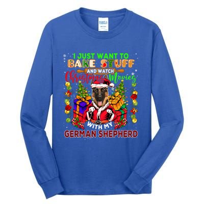 Bake Stuff And Watch Xmas Movies With Ger Shepherd Santa Great Gift Tall Long Sleeve T-Shirt