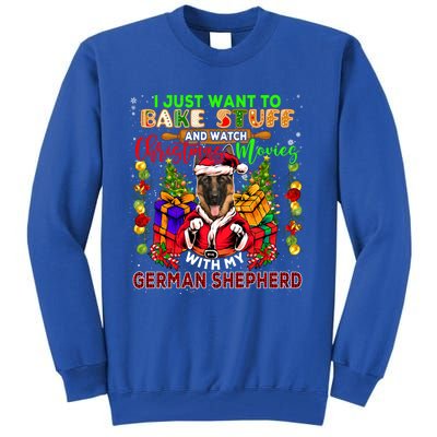 Bake Stuff And Watch Xmas Movies With Ger Shepherd Santa Great Gift Tall Sweatshirt