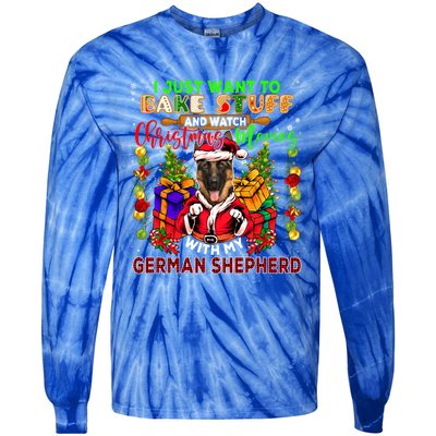 Bake Stuff And Watch Xmas Movies With Ger Shepherd Santa Great Gift Tie-Dye Long Sleeve Shirt