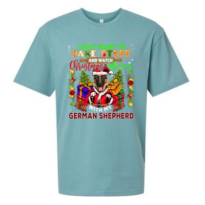 Bake Stuff And Watch Xmas Movies With Ger Shepherd Santa Great Gift Sueded Cloud Jersey T-Shirt