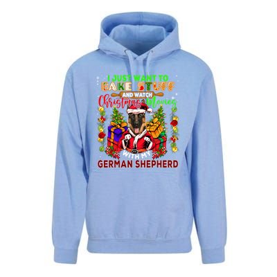 Bake Stuff And Watch Xmas Movies With Ger Shepherd Santa Great Gift Unisex Surf Hoodie